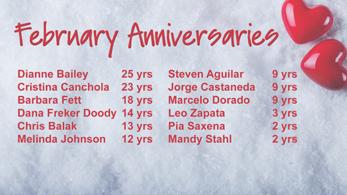February Birthdays and Anniversaries