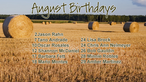 August 2016 Celebrations