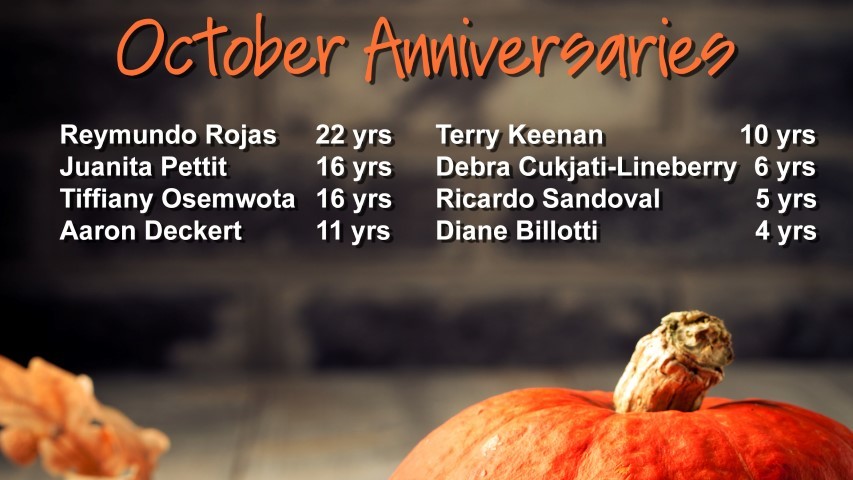 October 2016 Birthdays and Anniversaries