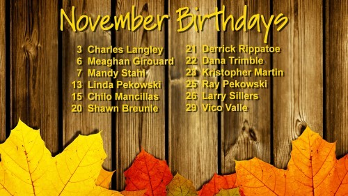 November 2016 Celebrations