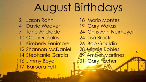 August Celebrations 2017