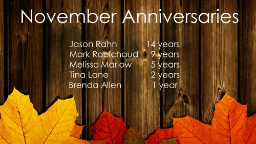 November 2017 Celebrations