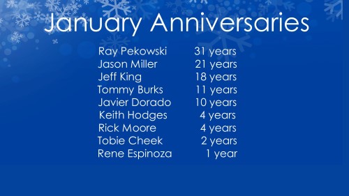 January 2018 Celebrations