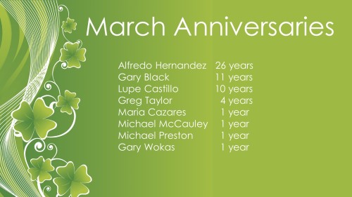 March 2018 Celebrations