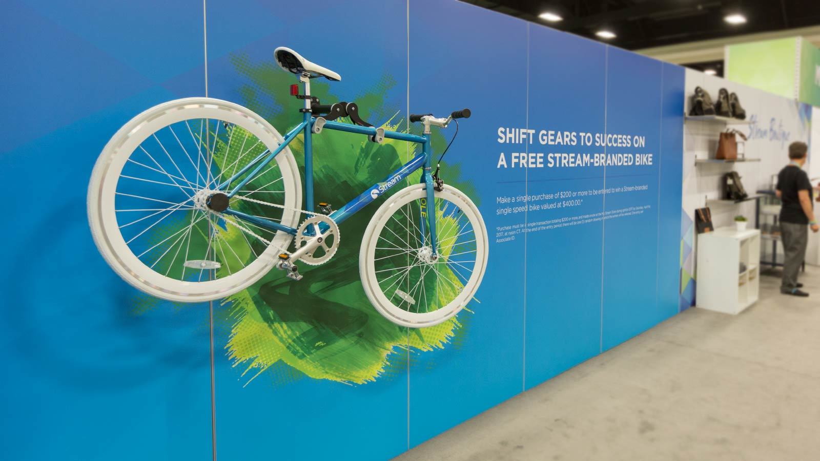 exhibit displaying actual bicycle