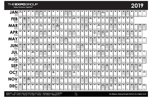 The Expo Group Calendar for 2019
