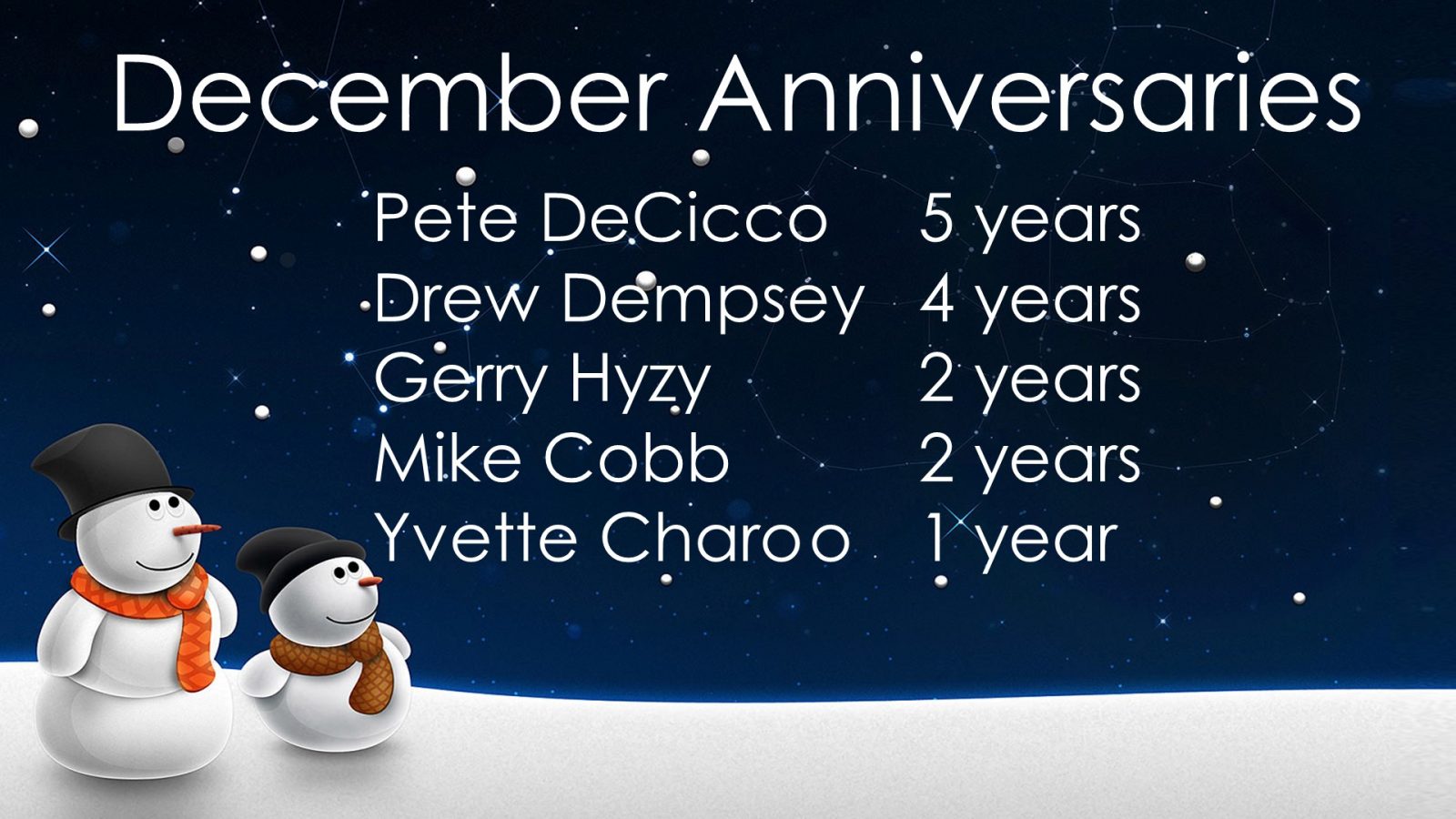 December 2019 Celebrations