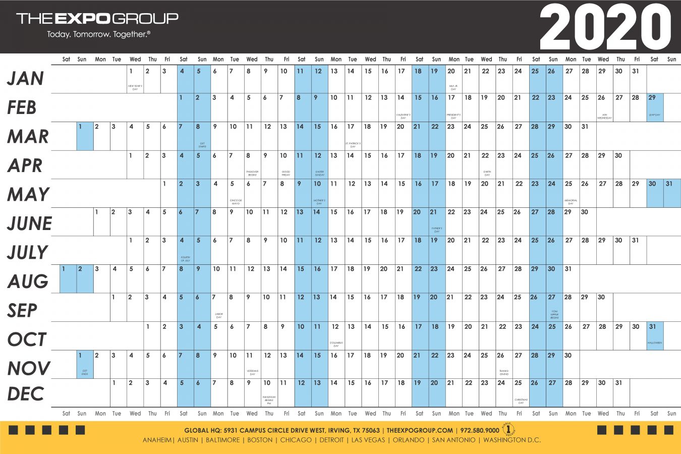 The Expo Group Calendar for 2020