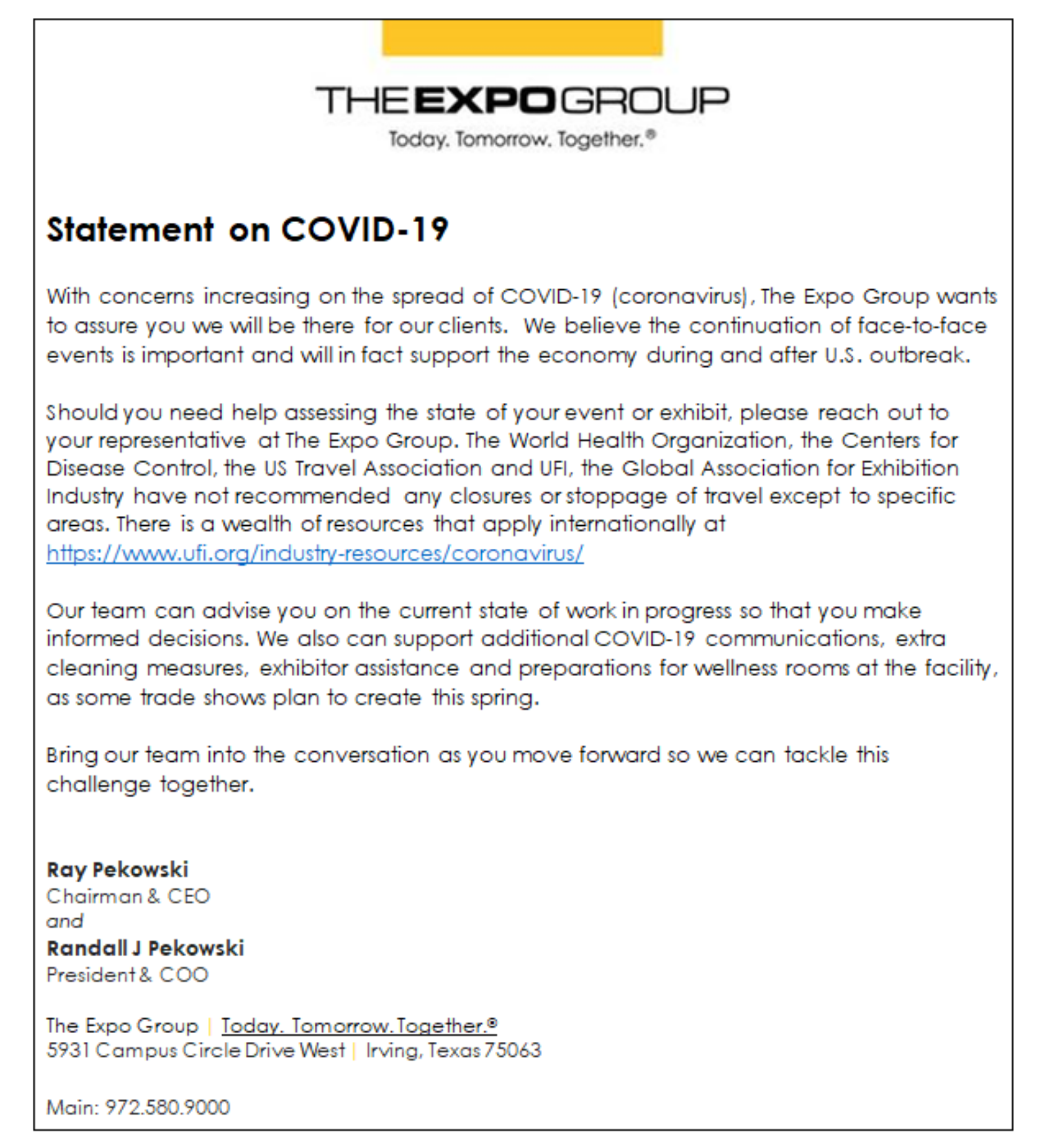 Statement on COVID-19