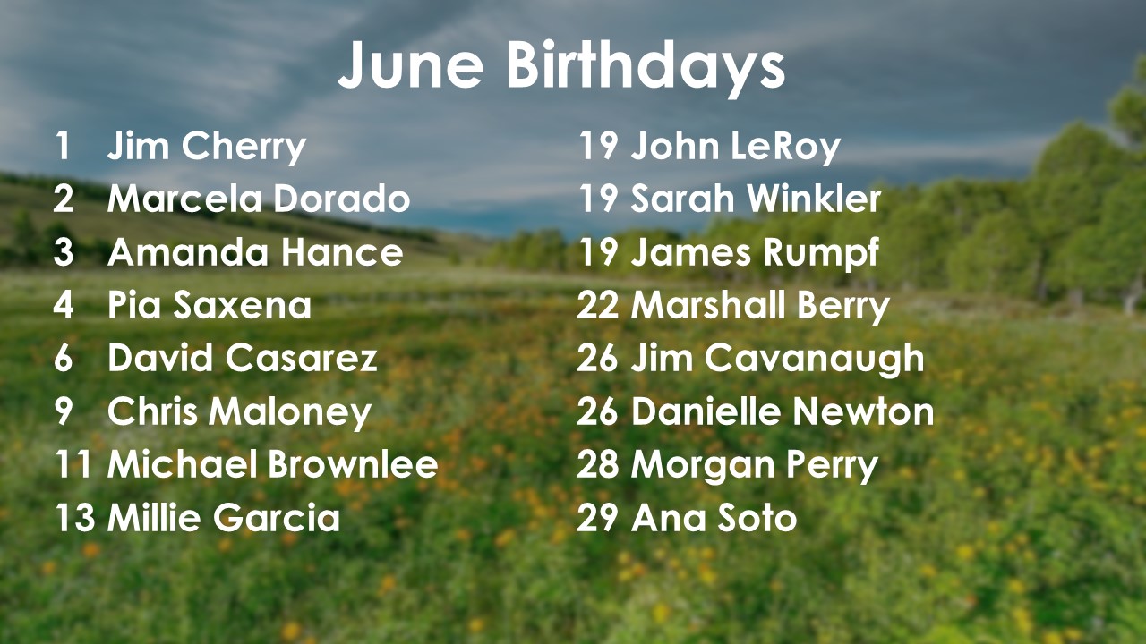 June 2020 Celebrations