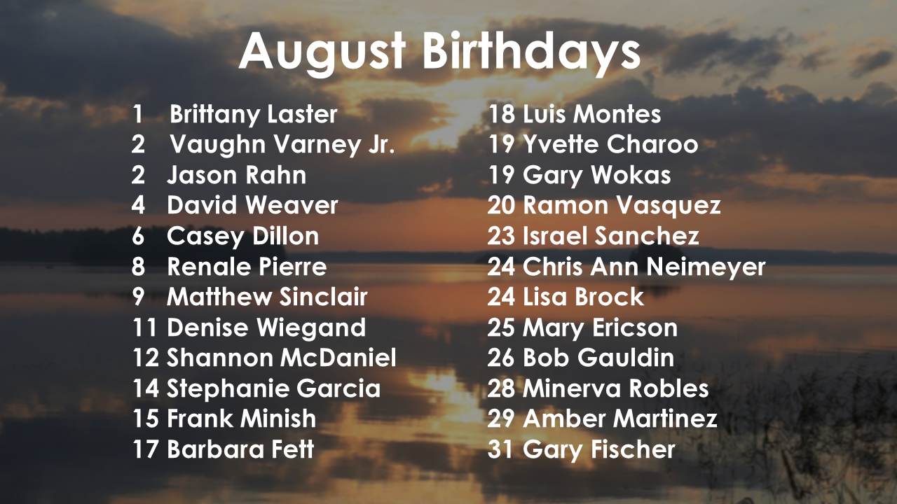 September 2020 Celebrations