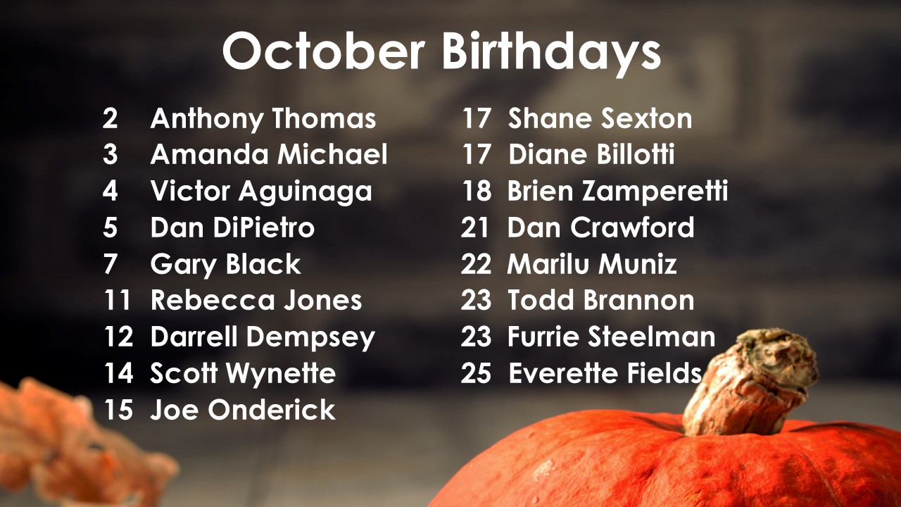 October 2020 Celebrations