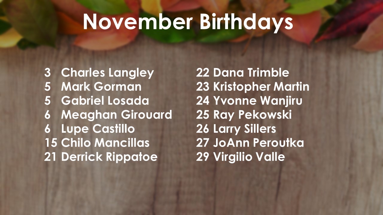 Employee Celebrations November 2020