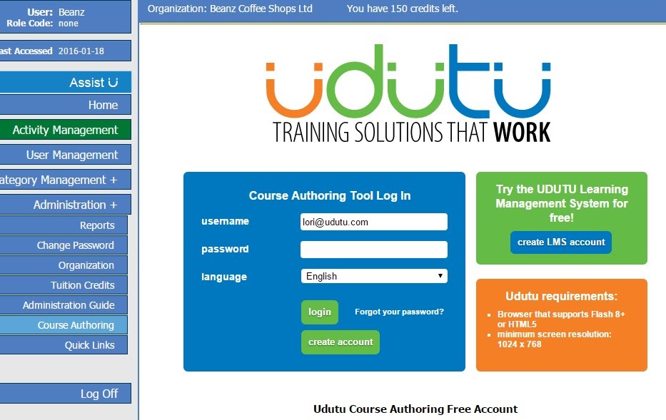 Course Authoring Tab