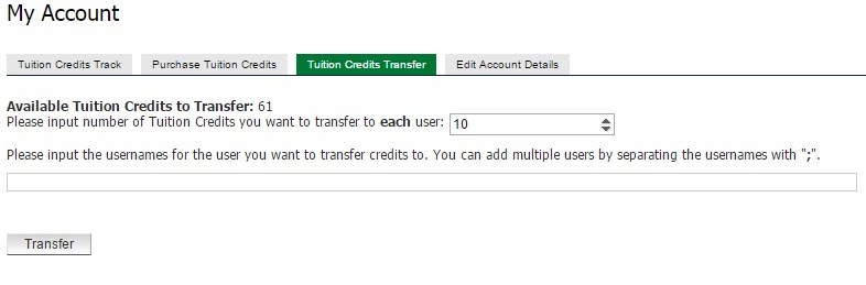 Tuition credit transfers
